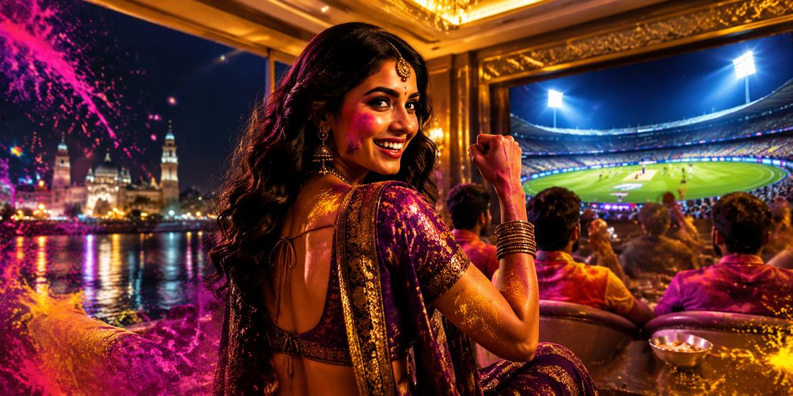 Festive cricket betting celebration during Holi festival
